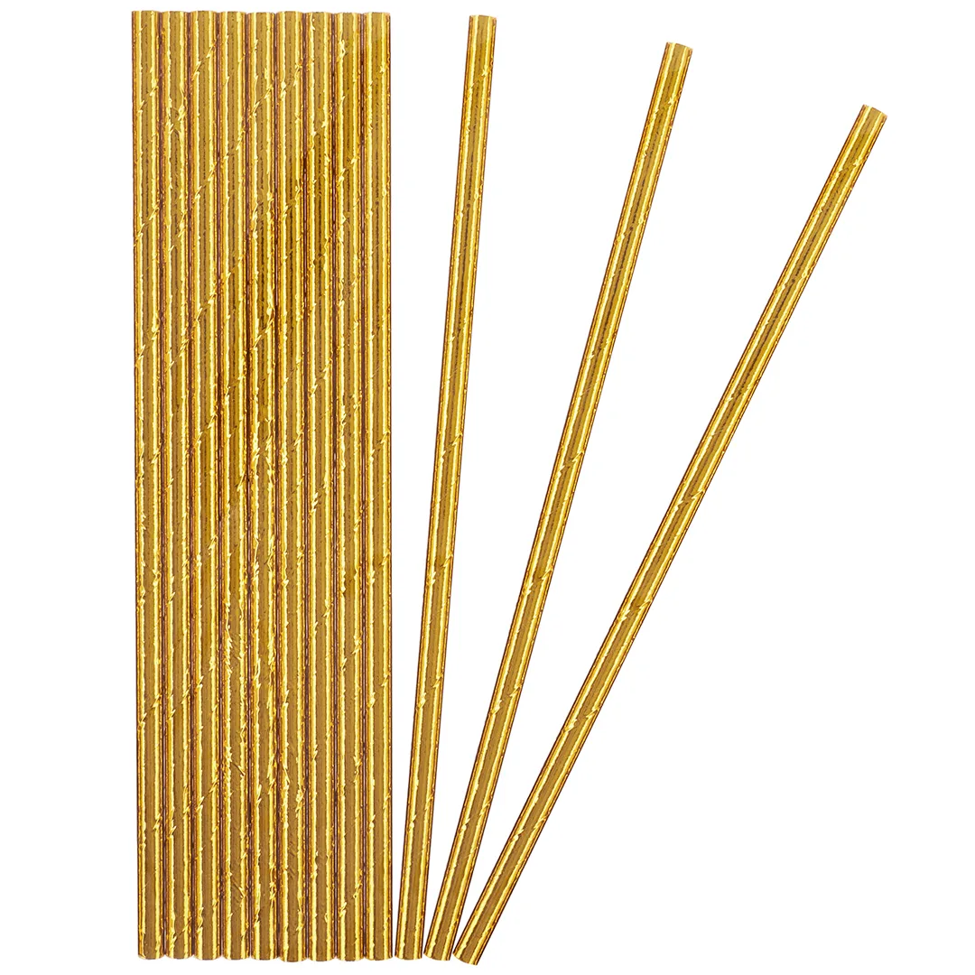 Трубочки для коктейлей, Светлое золото, Металлик, 12 шт. в упак.