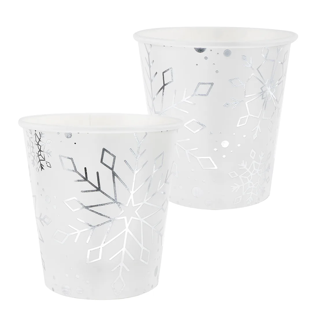 Стаканы (250 мл) Снежинки, Металлик, 6 шт.