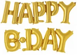 F 14"/36 см  Надпись  "Happy B-Day, Pолото, 1 шт. / Китай