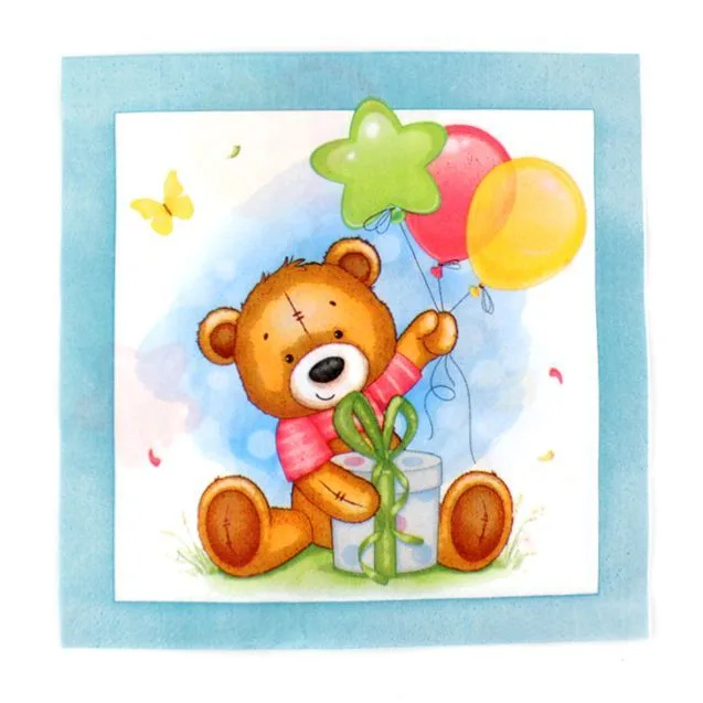 Салфетки "С Днем рождения!" Милый мишка (уп. 12 шт.)/ Китай