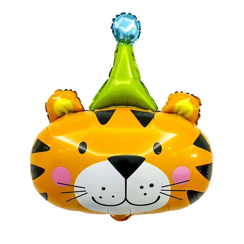 F 32"/ 81 см Голова Тигренок в колпаке, фольгированный шар, 1 шт.(Китай)