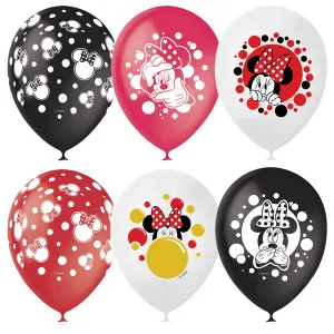 М 12"/30см Минни в горошек, Пастель+Декоратор, Ассорти, 25 шт.