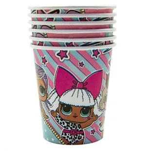 Стаканы (250 мл.) Кукла "ЛОЛ",/ уп. 6 шт.