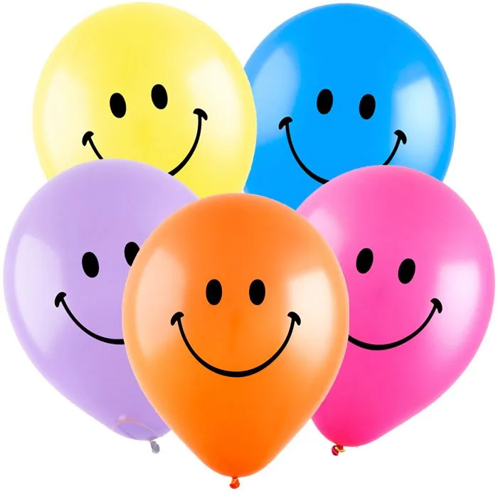 D 12"/30см Смайлик цветной, Ассорти Пастель 2 ст/50 шт./(Вьетнам)