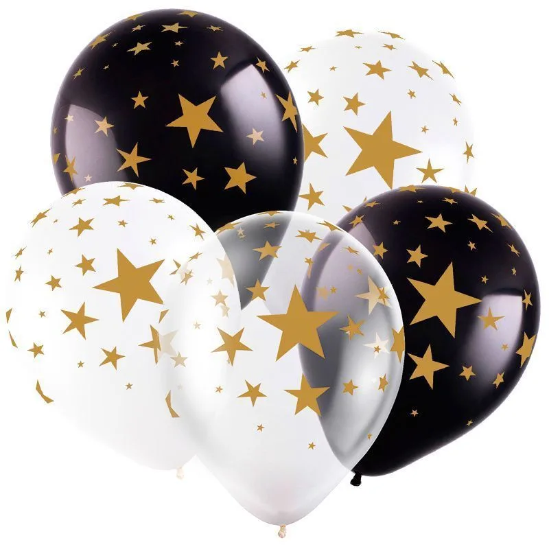 D 12"/30см Звезды, Ассорти Пастель-Кристал 5 ст./50 шт./(Вьетнам)