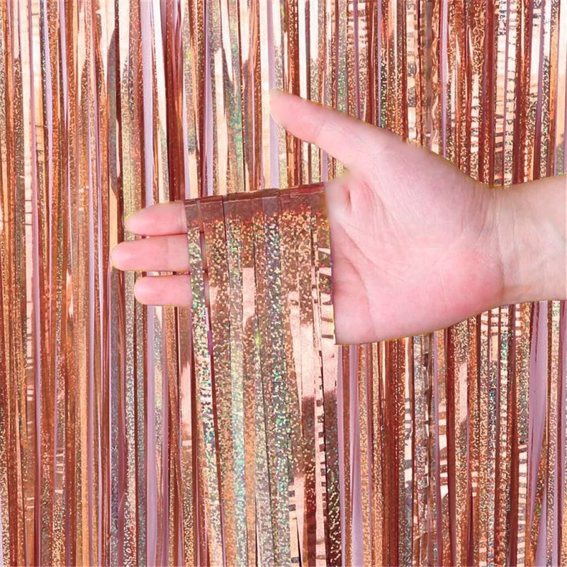 Занавес голографический "Дождик" Роза Голд 1*4 м